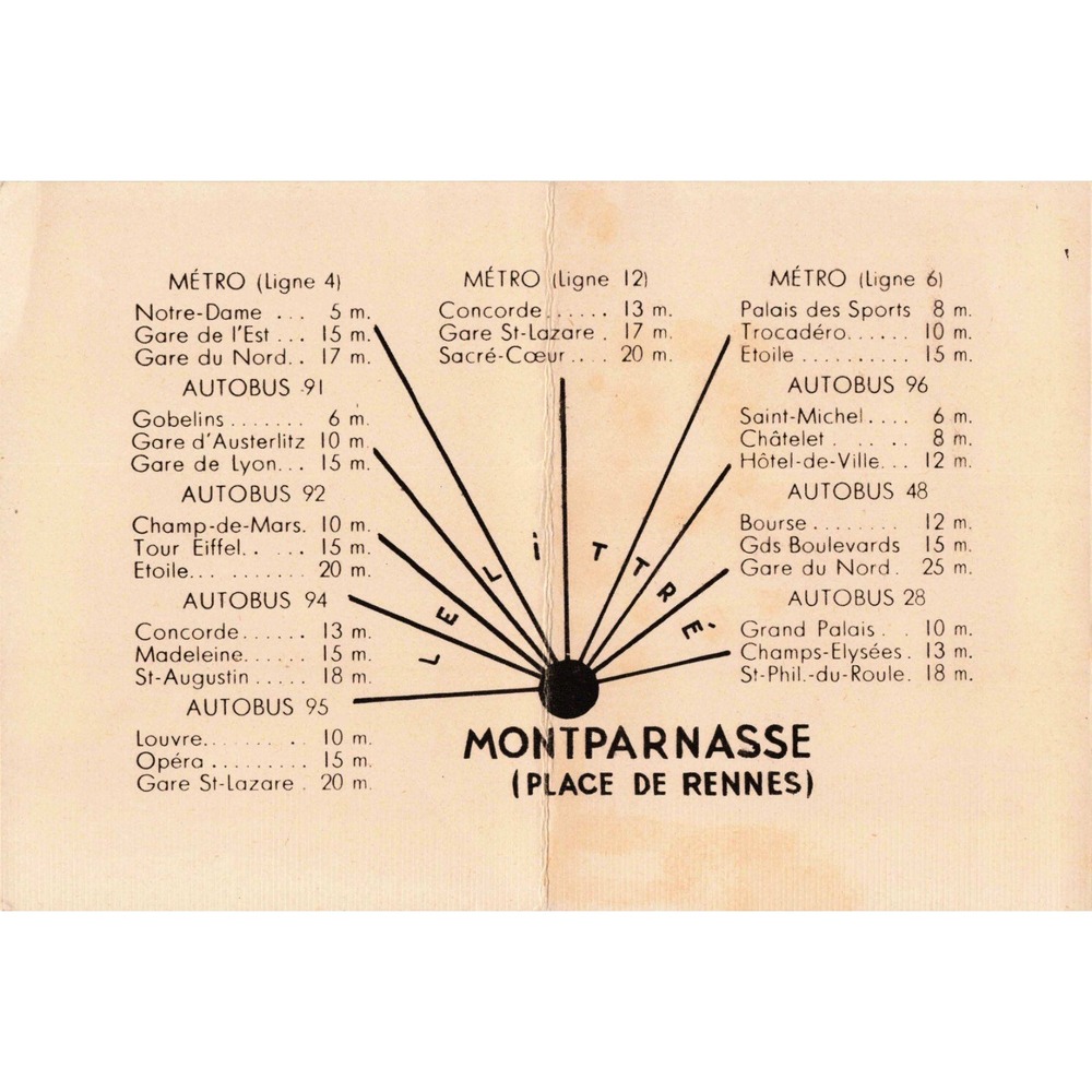 Vintage 1950s Hotel Littre Paris Advertising Card Eiffel Tower Map - Picture 2 of 2